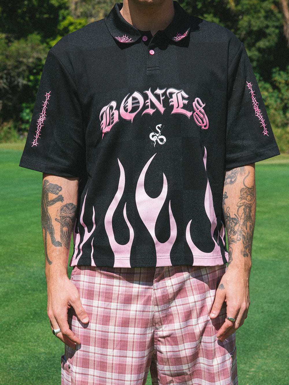 Flamed Swinger Polo - Black/Pink