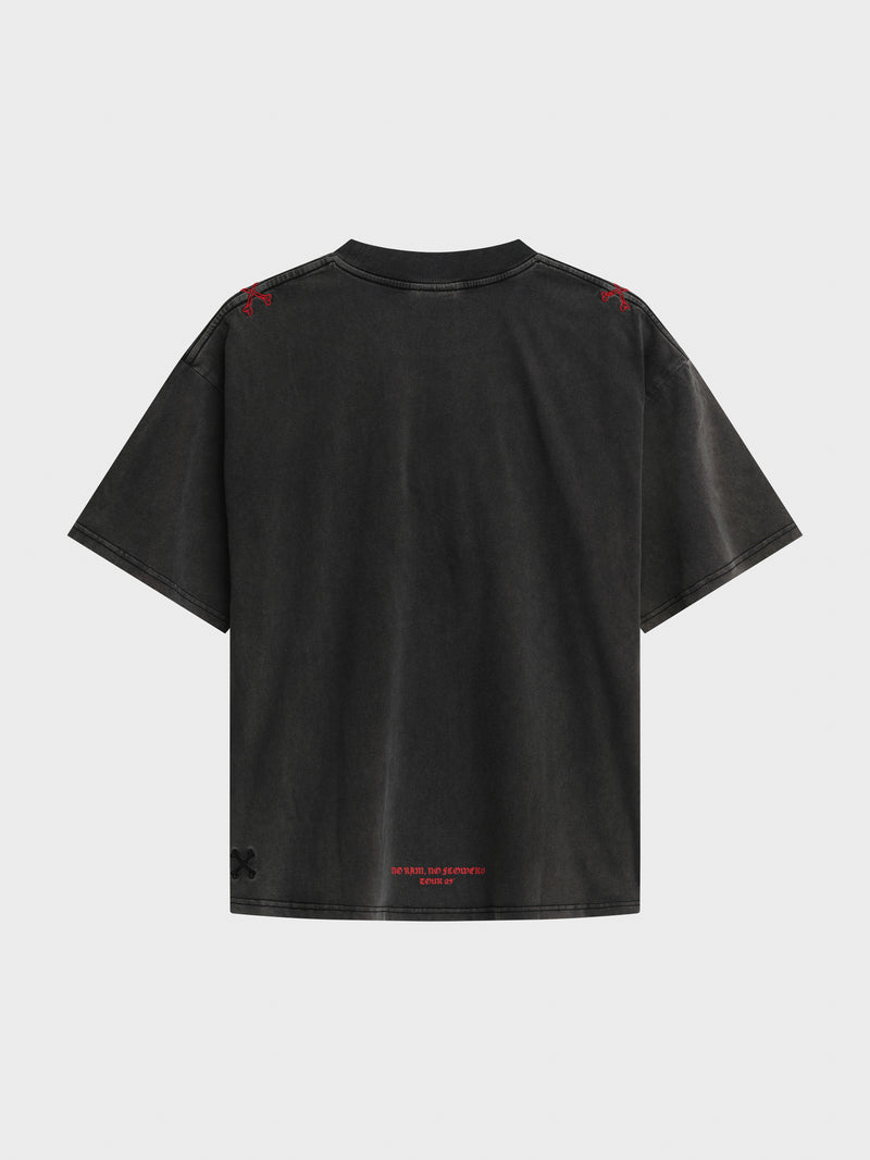 No Rain, No Flowers Tee - Washed Black