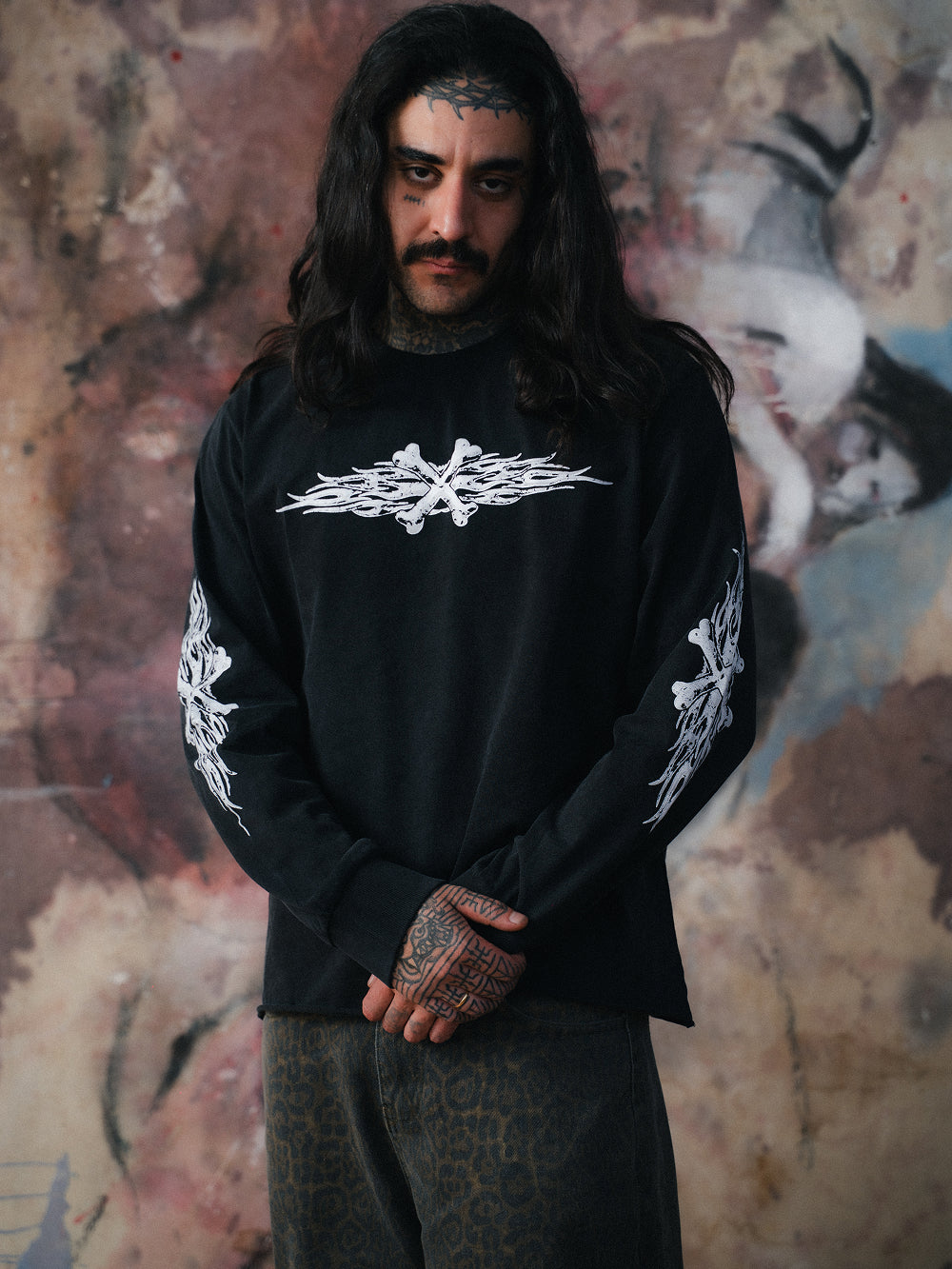 Chrome Bones LS Slim Tee - Vintage Black