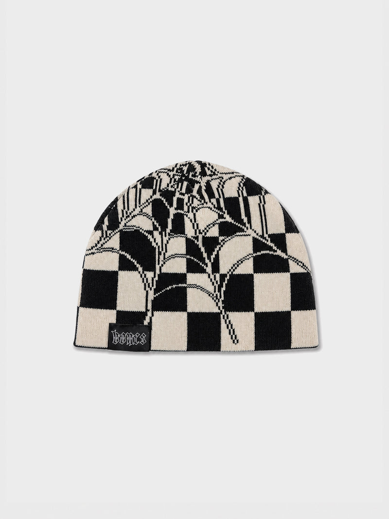 Checker Web Reversible Beanie - Black/White
