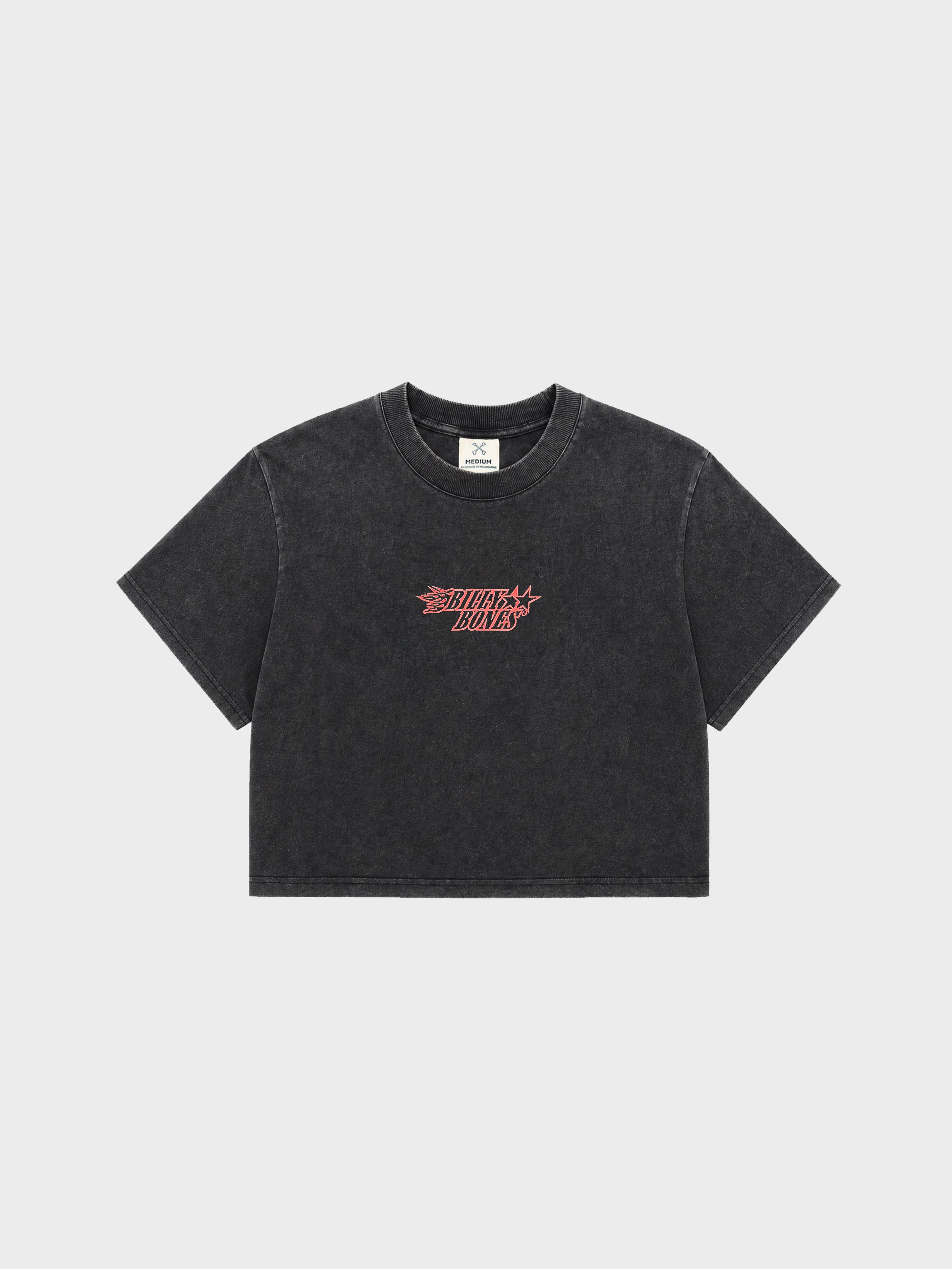 Saloon Crop Tee - Washed Black
