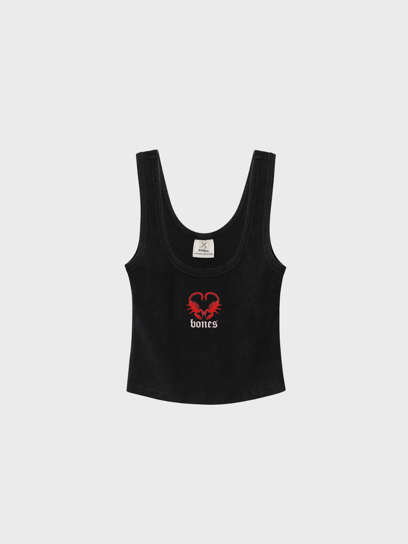 Love Bites Low Crop Tank - Vintage Black