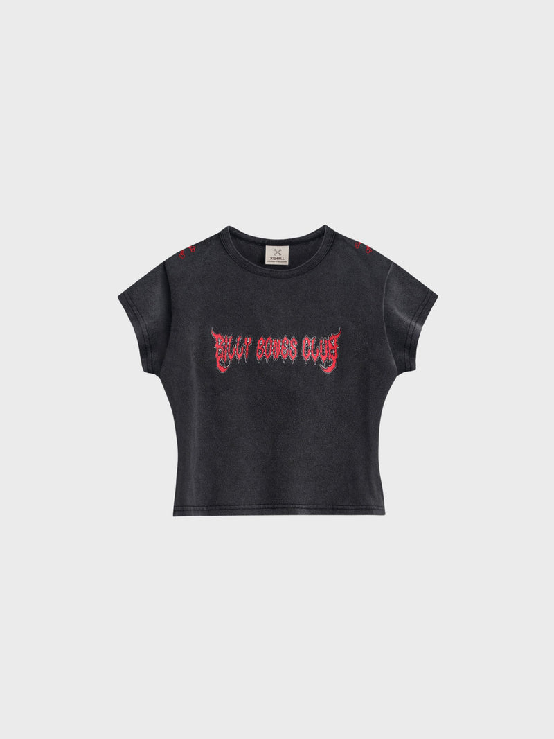 No Rain, No Flowers Baby Tee - Washed Black