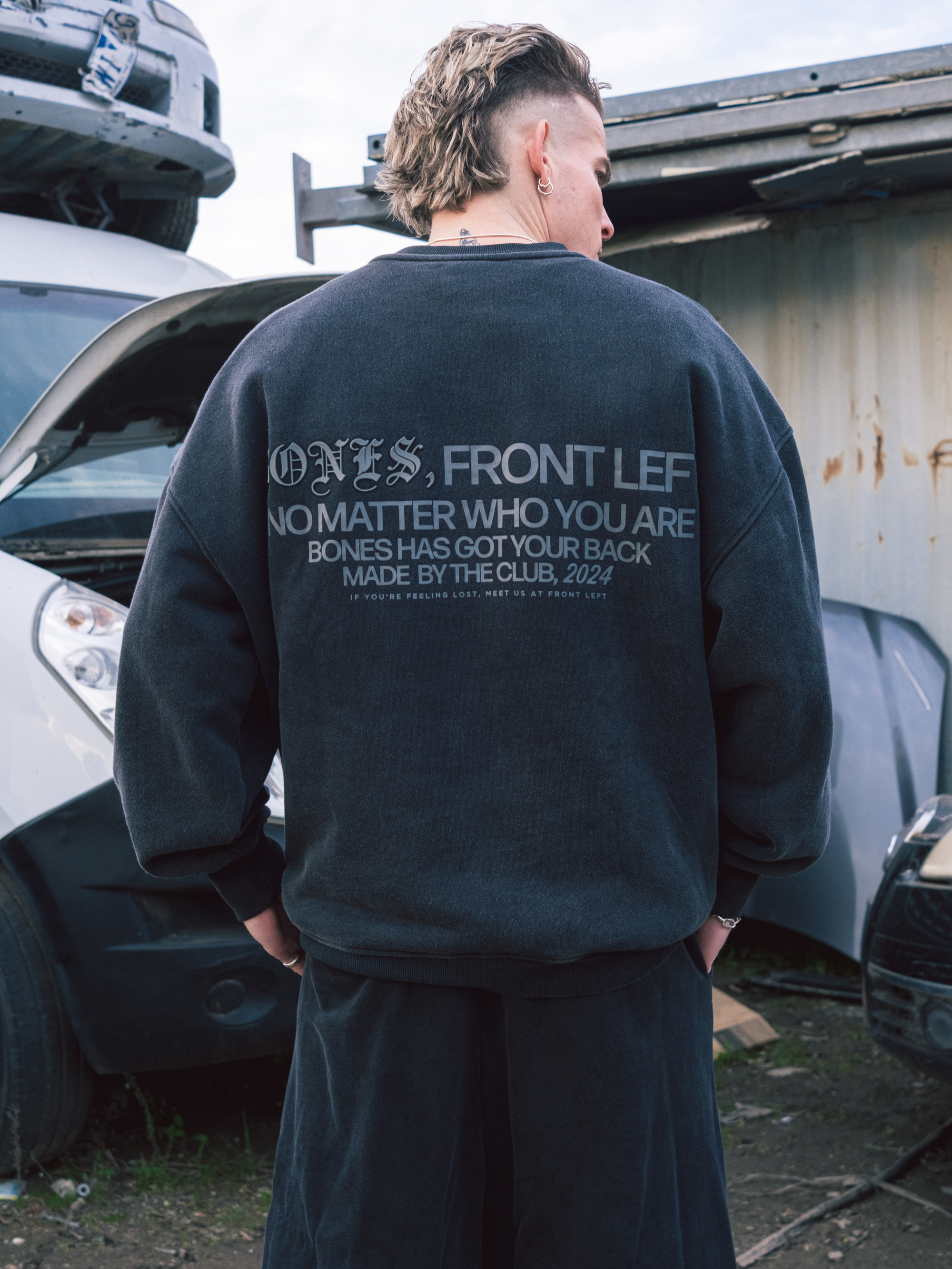 Front Left Crew - Washed Black