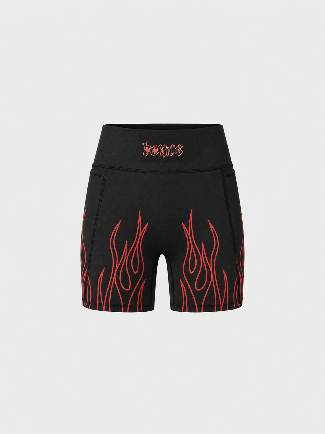 Flamed Biker Shorts - Black/Red