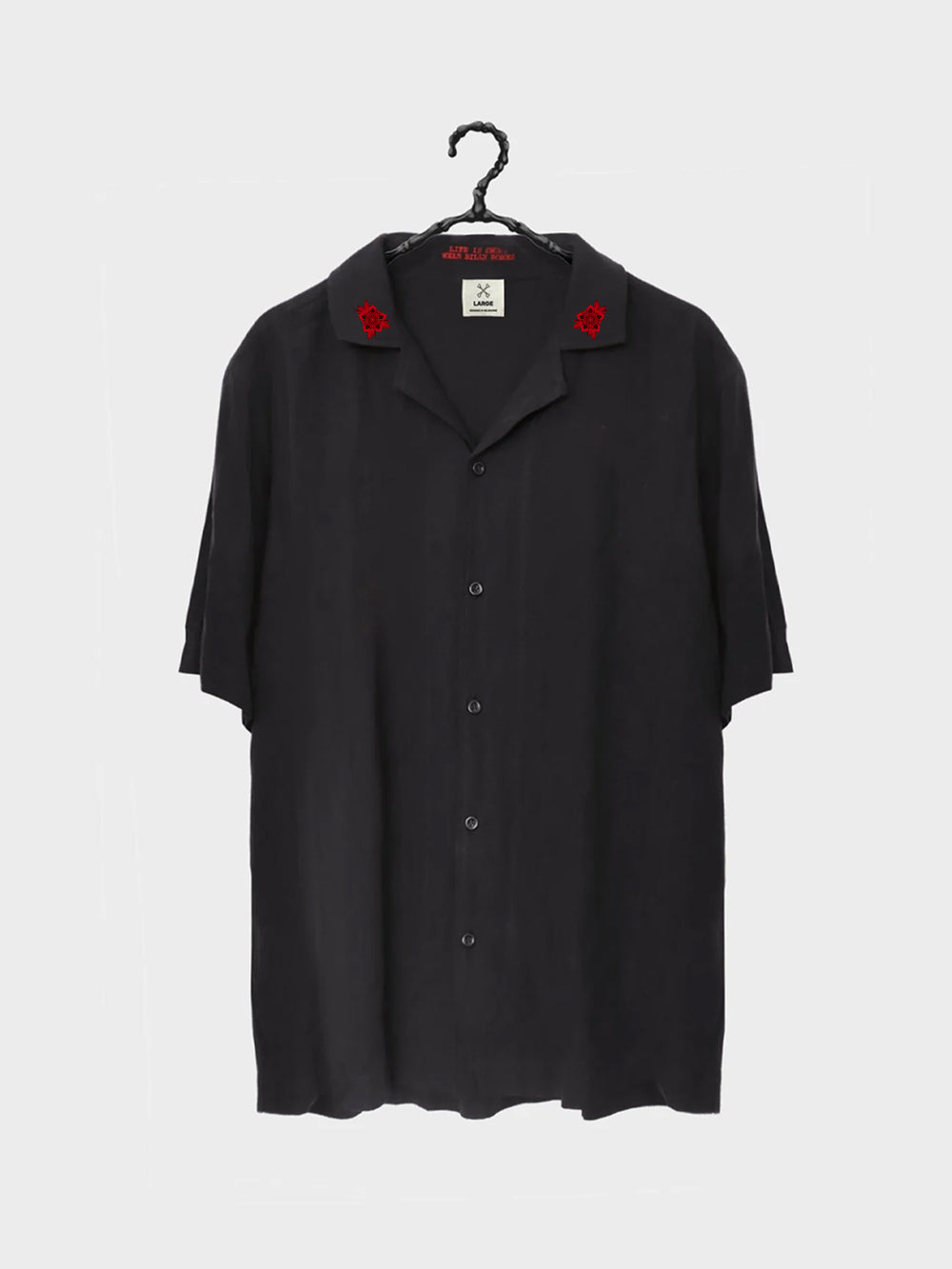 Hooked Rose Bowlo Shirt - Black