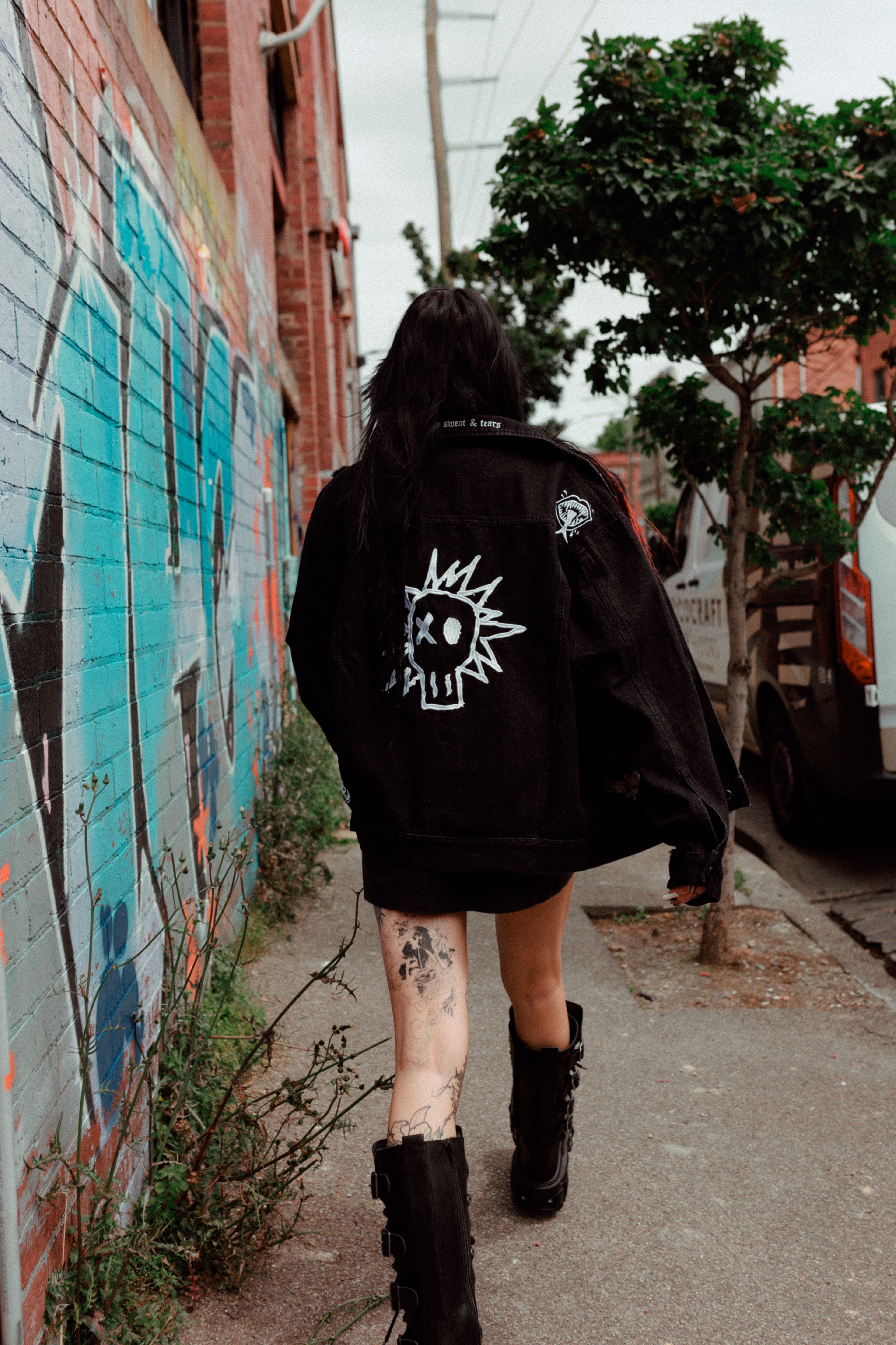 Stand Atlantic x Bones Denim Jacket - Vintage Black