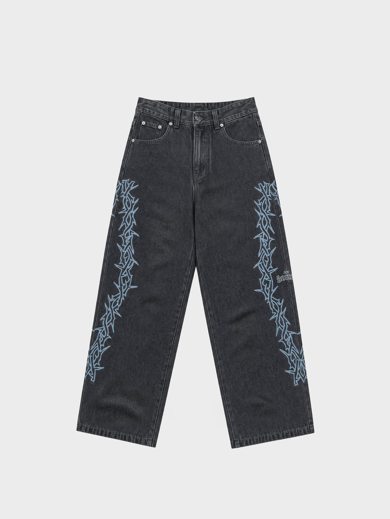 Barb Denim Jeans Straight - Washed Black