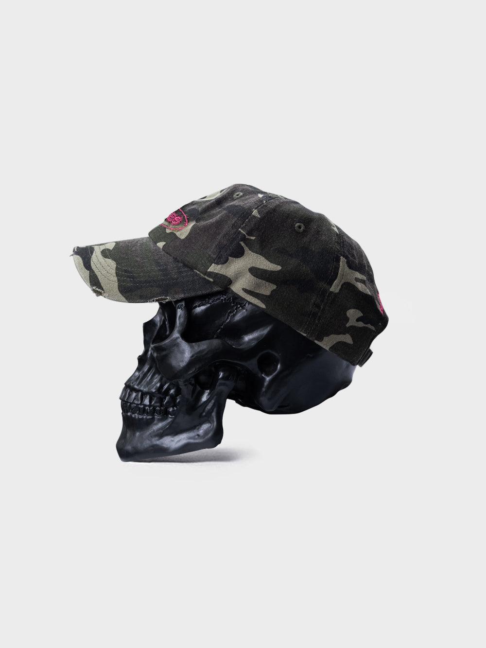 Barb Distressed Camo Dad Cap - Pink