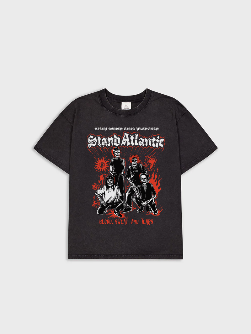 Stand Atlantic x Bones Band Tee - Washed Black