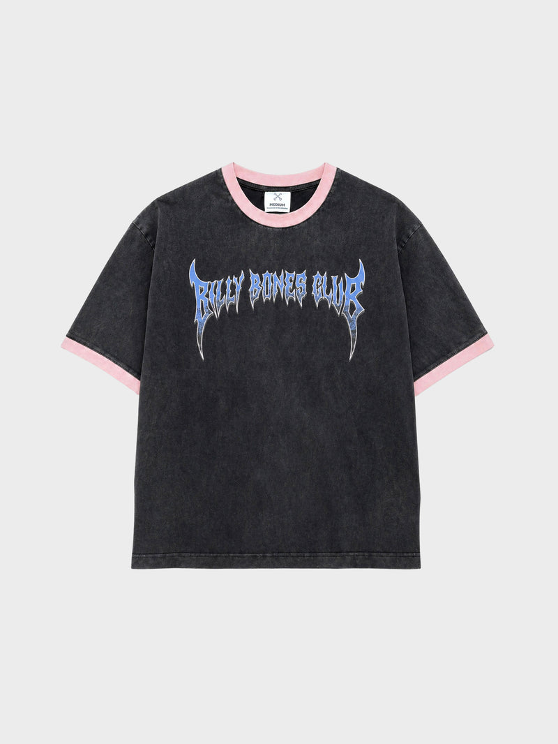 clubZero Ringer Tee - Washed Black/Pink