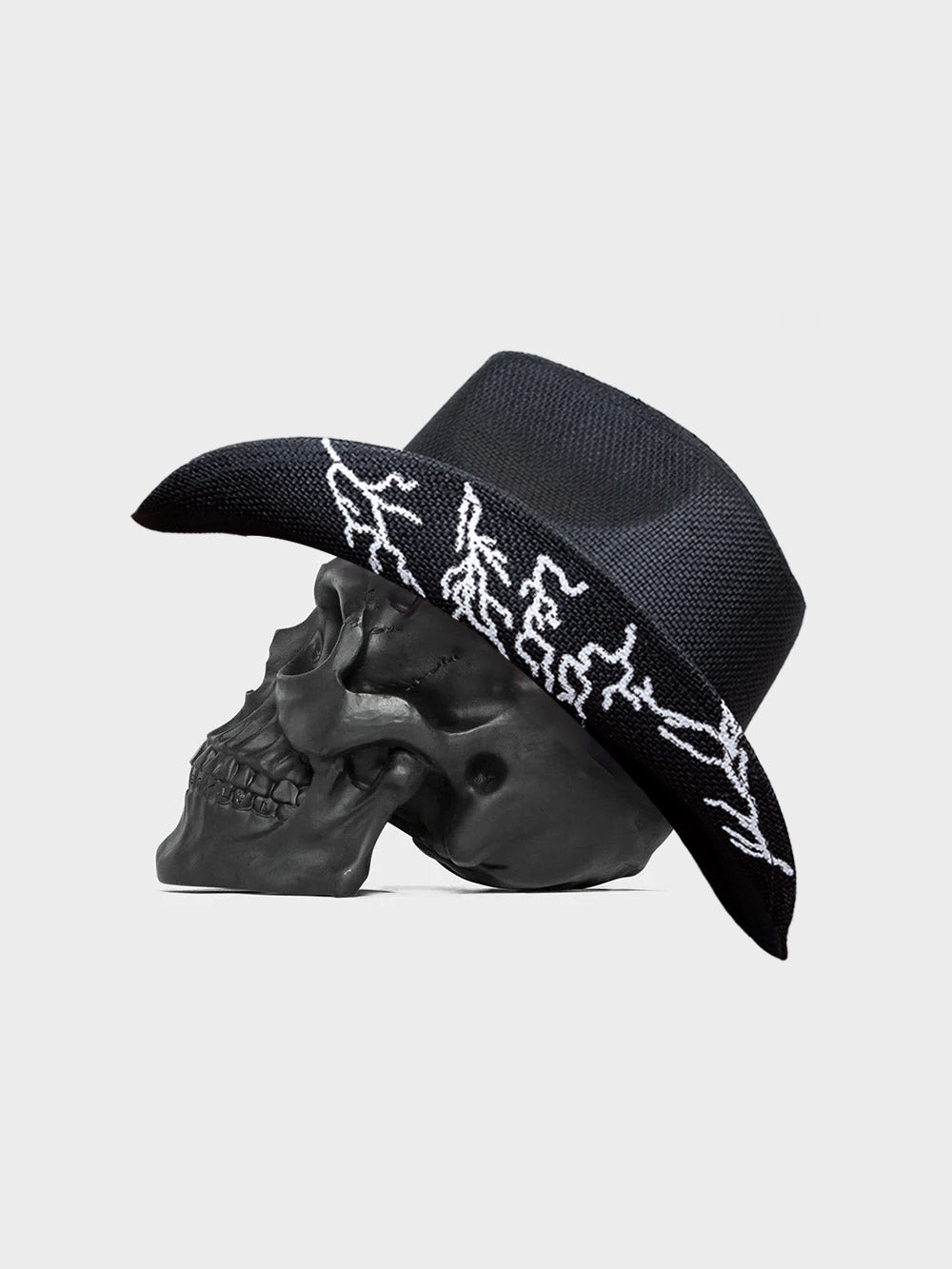 Lightning Cowboy Hat - Black Straw