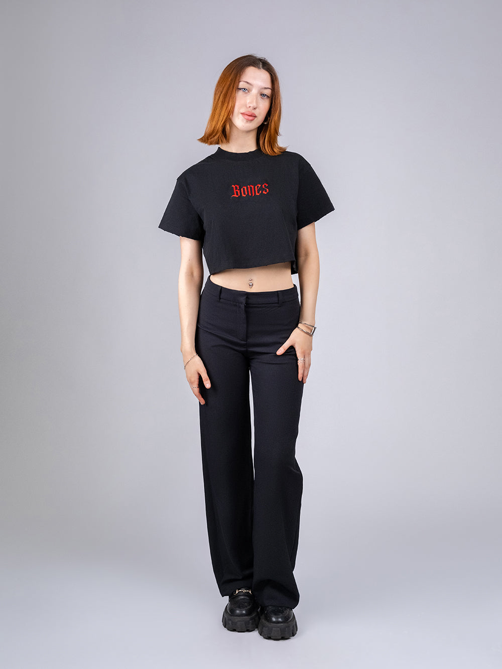 Gothic Cropped Tee - Vintage Black