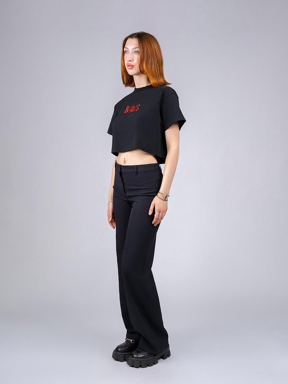 Gothic Cropped Tee - Vintage Black