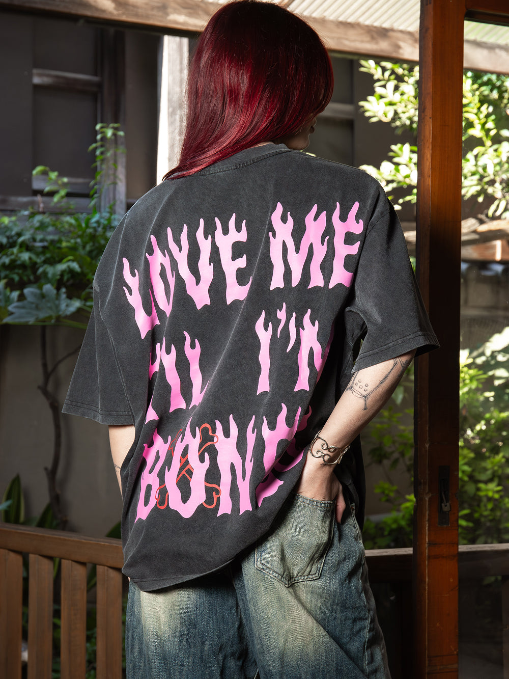 Love Me Till I'm Bones Tee - Vintage Black