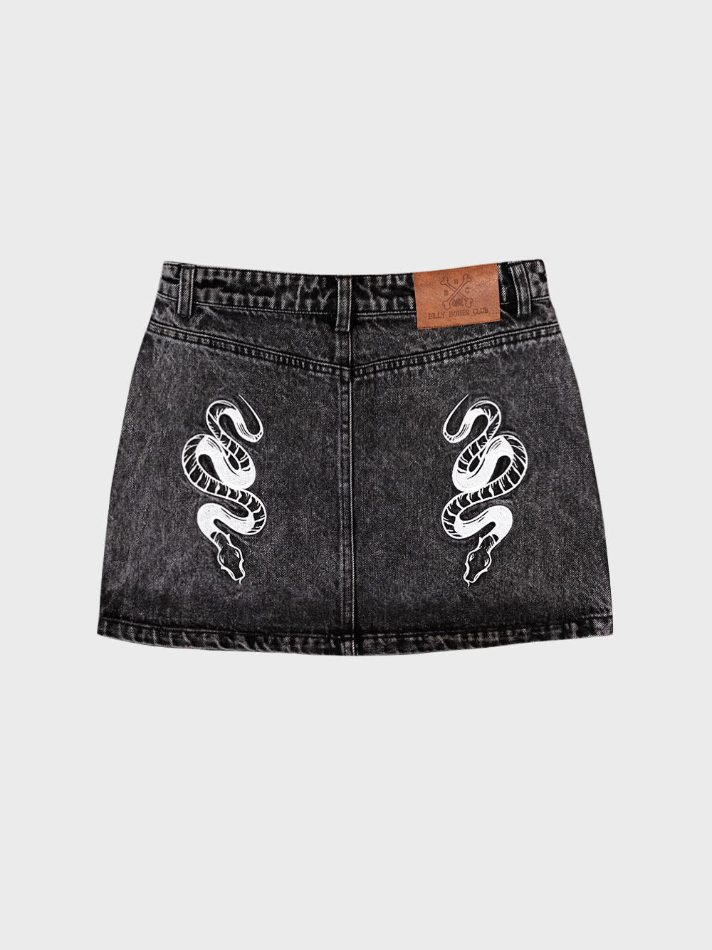 Serpent Denim Skirt - Washed Black