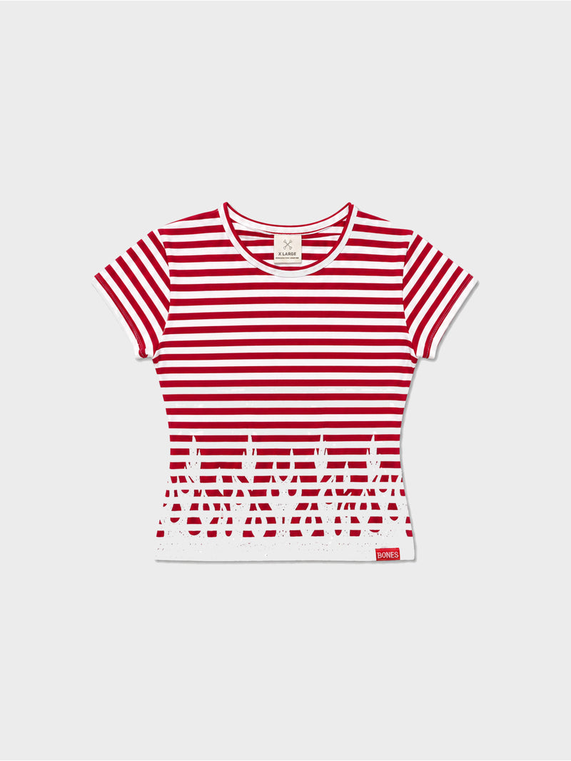 Striped Burner Baby Tee - Red