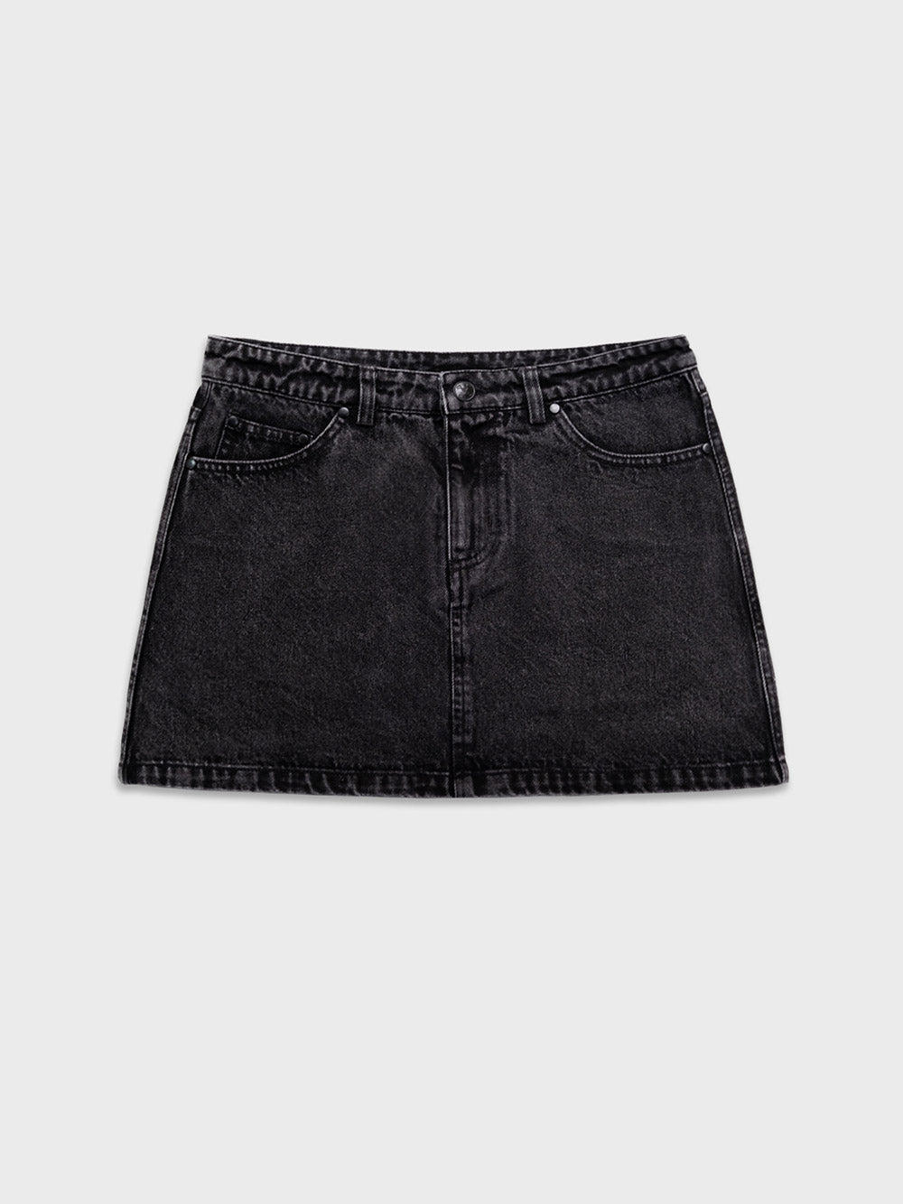 Till Death Denim Skirt - Acid Black